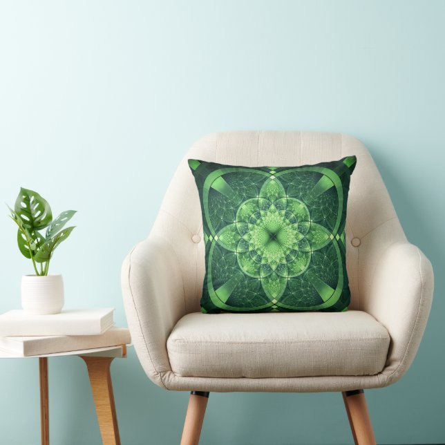Fractal Green St Patrick's Day Lucky Shamrock Kussen (Stoel)