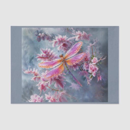 Fractal grillige Dragonfly & buitenaardse bloemen  Tissuepapier (Voorkant)