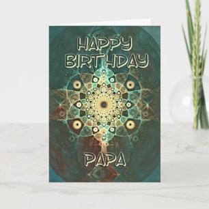 Fractal grunge birthday card for a papa kaart