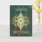 Fractal grunge verjaardagskaart kaart (Gele Bloem)