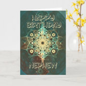 Fractal grunge verjaardagskaart voor een neefje kaart (Gele Bloem)