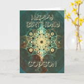 Fractal grunge verjaardagskaart voor een petekind kaart (Gele Bloem)