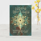 Fractal grunge verjaardagskaart voor een schoonzus kaart (Gele Bloem)