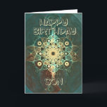 Fractal grunge verjaardagskaart voor Son Kaart<br><div class="desc">Een kaart met een verstoord effect met een grijs gevoel.</div>