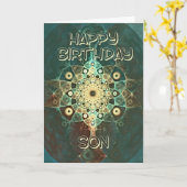 Fractal grunge verjaardagskaart voor zoon kaart (Gele Bloem)