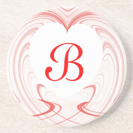 Fractal Heart reeks-Wit & Rood onderzetter (Voorkant)