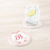 Fractal Heart reeks-Wit & Rood onderzetter (Zijkant)