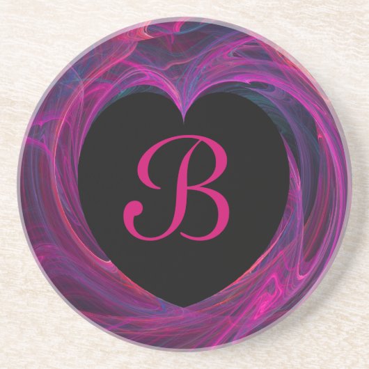 Fractal Heart Series-3—Blk & Roze onderzetter (Voorkant)