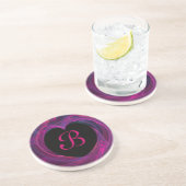 Fractal Heart Series-3—Blk & Roze onderzetter (Zijkant)