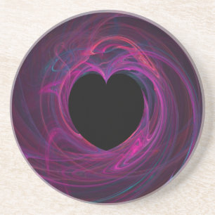 Fractal Heart Series-3-pnk Swirl Onderzetter