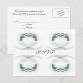 Fractal Hearts Green RSVP Uitnodiging Briefkaart (Voorkant / Achterkant)
