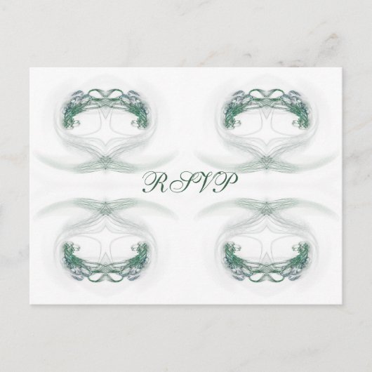 Fractal Hearts Green RSVP Uitnodiging Briefkaart (Voorkant)