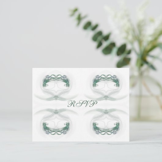 Fractal Hearts Green RSVP Uitnodiging Briefkaart (Staand voorkant)