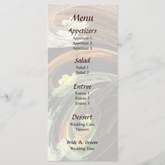 Fractal - Herfstbladeren Wervelende Wind Trouwmenu Menu (Voorkant)