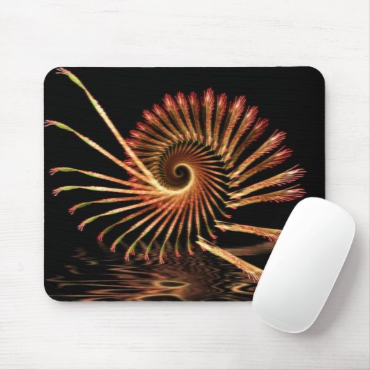 Fractal Houten Shell Spiraal Muismat (Met muis)