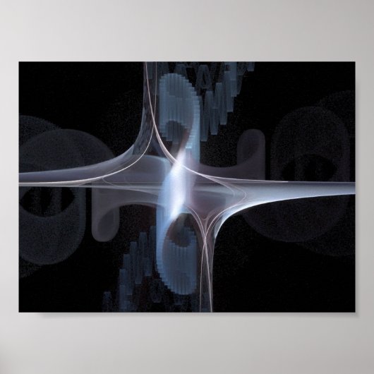 Fractal in blauw en grijs poster (Voorkant)