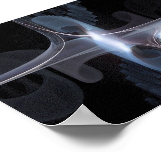 Fractal in blauw en grijs poster (Hoek)