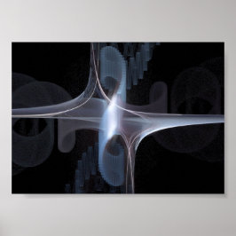 Fractal in blauw en grijs poster