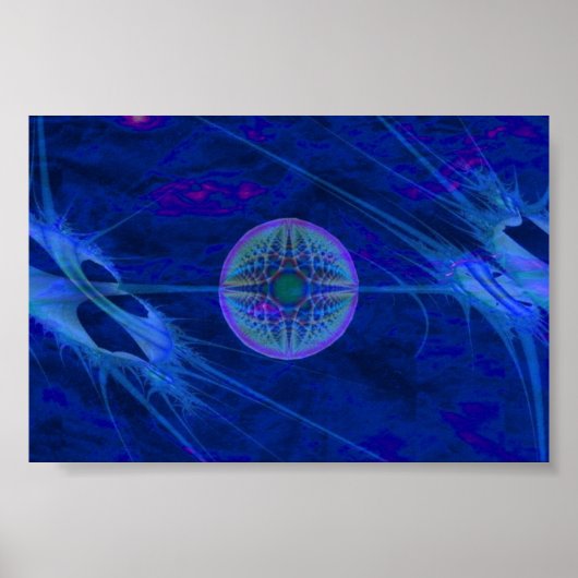 Fractal in blauw poster (Voorkant)