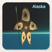 Fractal Inuit Hunter - Alaska Kartonnen Onderzetters (Voorkant)