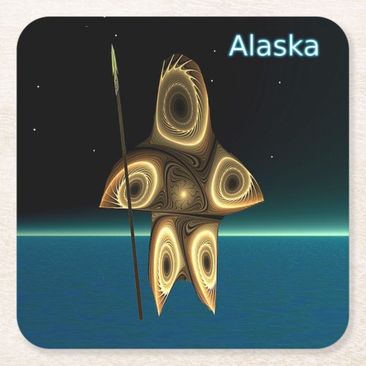 Fractal Inuit Hunter - Alaska Kartonnen Onderzetters (Voorkant)