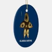 Fractal Inuit Hunter - Alaska Native Keramisch Ornament (Rechts)