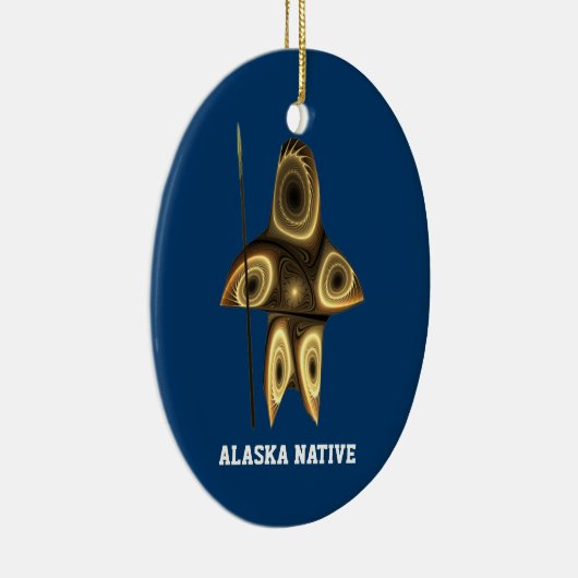 Fractal Inuit Hunter - Alaska Native Keramisch Ornament (Rechts)