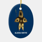 Fractal Inuit Hunter - Alaska Native Keramisch Ornament (Voorkant)