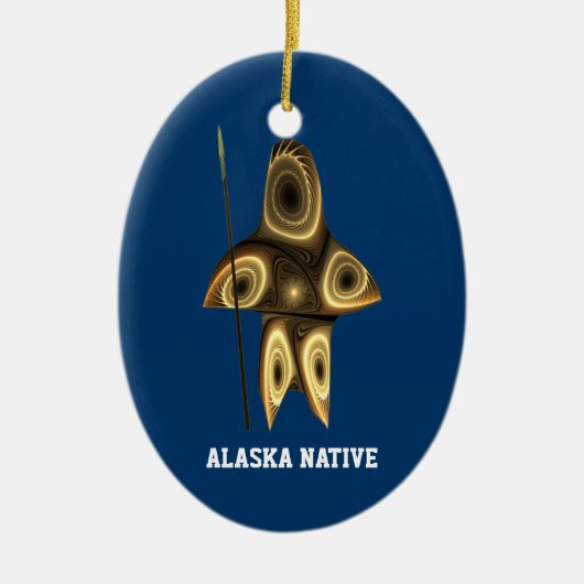 Fractal Inuit Hunter - Alaska Native Keramisch Ornament (Voorkant)