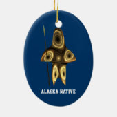 Fractal Inuit Hunter - Alaska Native Keramisch Ornament (Achterkant)