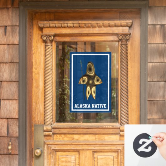 Fractal Inuit Hunter - Alaska Native Raamsticker (Huis Deur)