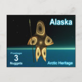 Fractal Inuit Hunter - Alaska Postage Briefkaart (Voorkant)