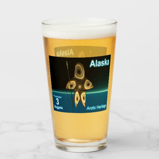 Fractal Inuit Hunter - Alaska Postage Glas (Voorkant gevuld)