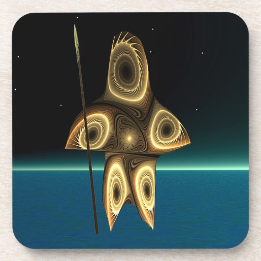 Fractal Inuit Hunter Bier Onderzetter (Voorkant)