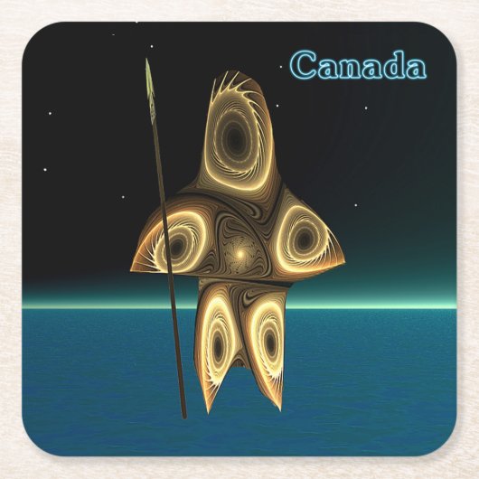 Fractal Inuit Hunter - Canada Kartonnen Onderzetters (Voorkant)