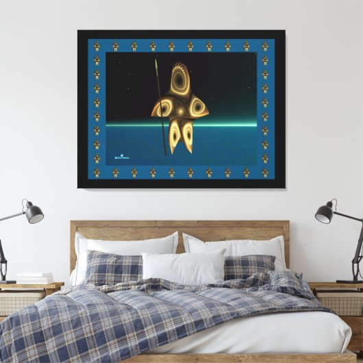 Fractal Inuit Hunter Canvas Afdruk (Insitu (Slaapkamer))