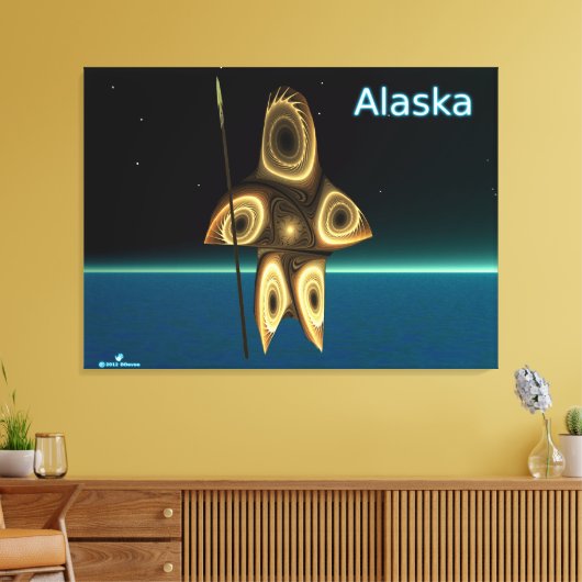 Fractal Inuit Hunter Canvas Afdruk (Insitu (Woonkamer))