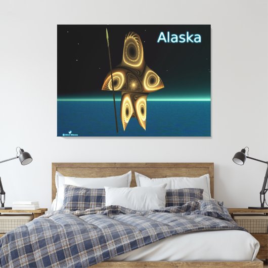 Fractal Inuit Hunter Canvas Afdruk (Insitu (Slaapkamer))