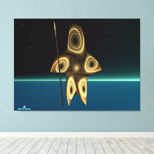 Fractal Inuit Hunter Canvas Afdruk (Insitu (Houten vloer))