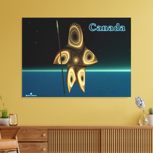 Fractal Inuit Hunter Canvas Afdruk (Insitu (Woonkamer))