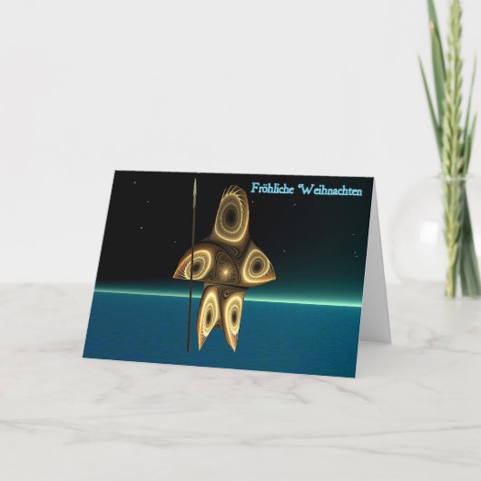 Fractal Inuit Hunter - Fröhliche Weihnachten Feestdagen Kaart (Voorkant)