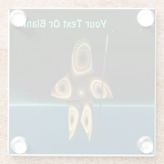 Fractal Inuit Hunter Glazen Onderzetter (Achterkant)