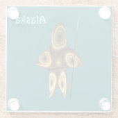 Fractal Inuit Hunter Glazen Onderzetter (Achterkant)