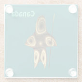 Fractal Inuit Hunter Glazen Onderzetter (Achterkant)