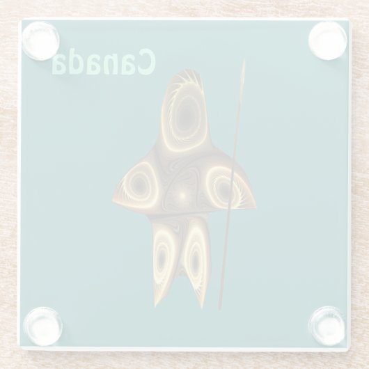 Fractal Inuit Hunter Glazen Onderzetter (Achterkant)