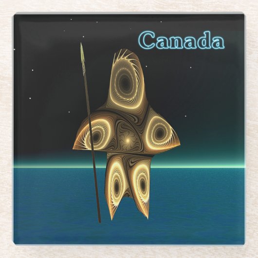 Fractal Inuit Hunter Glazen Onderzetter (Voorkant)