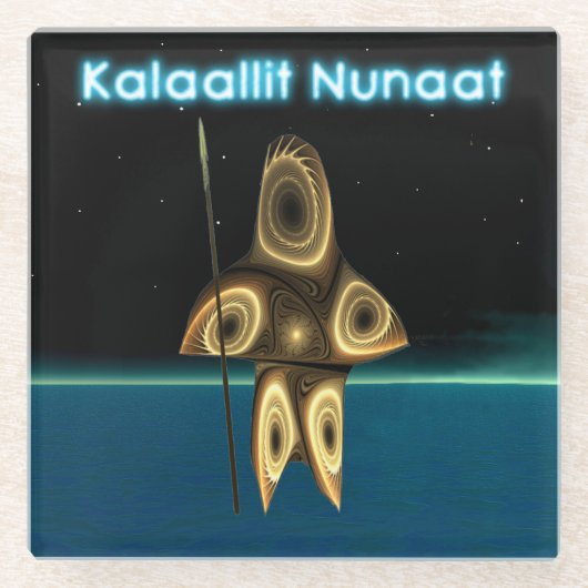 Fractal Inuit Hunter - Groenland Glazen Onderzetter (Voorkant)