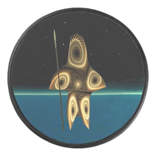 Fractal Inuit Hunter Hockey Puck (Voorkant)