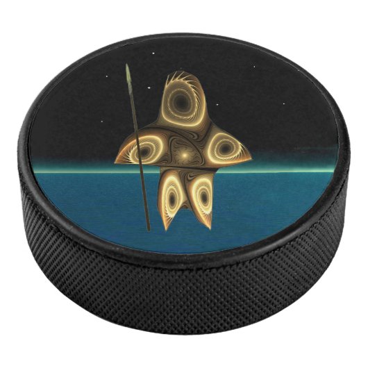 Fractal Inuit Hunter Hockey Puck (3/4)