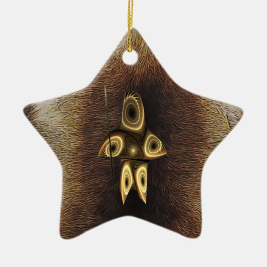 Fractal Inuit Hunter Keramisch Ornament (Voorkant)